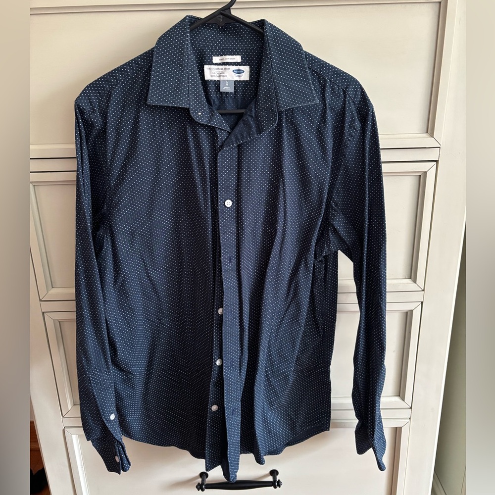 Men's Navy Blue Polka Dot Shirt
